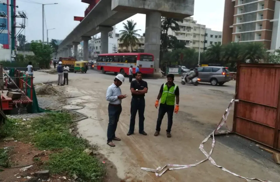 PotHoleRaja at a Namma Metro work site, Bengaluru