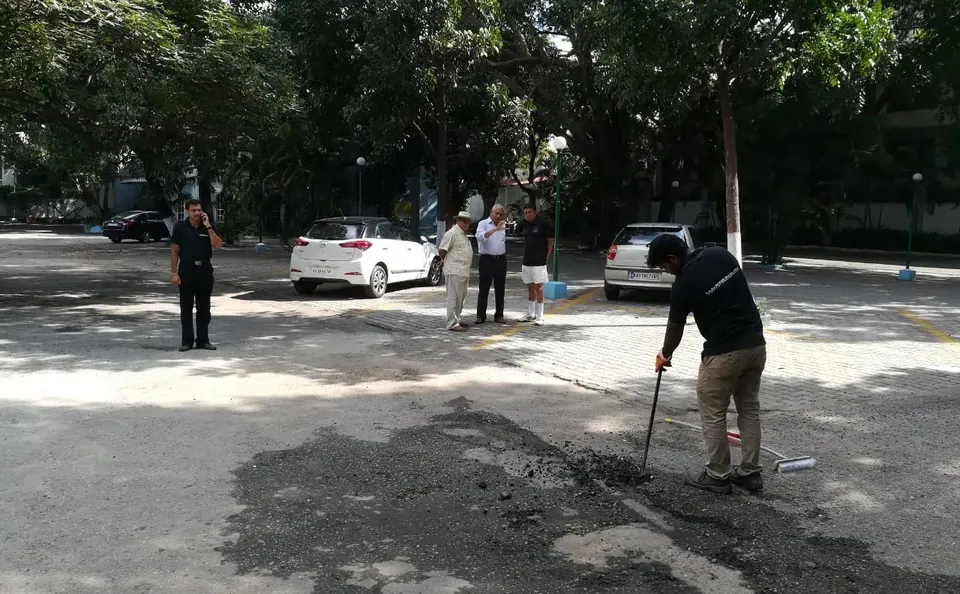 A pothole fix in progress, Bengaluru