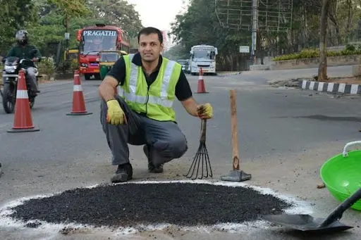 A PotHoleRaja fix on a busy Bengaluru road