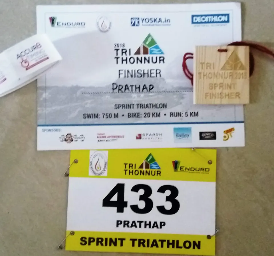 Sprint triathlon finisher, TriThonnur 2018